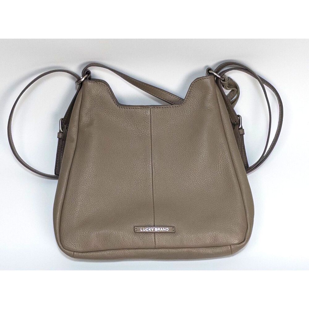 Lucky Brand Taupe Pebble Leather Convertible Backpack Purse Soft Gray